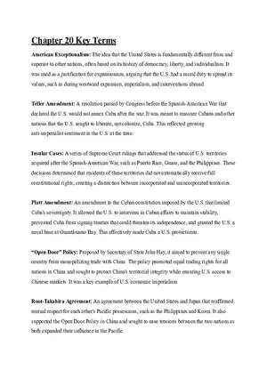 US History Chapter 20 Key Terms