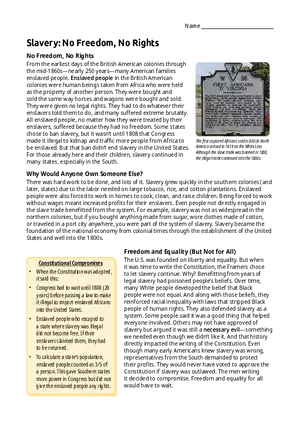 Slavery No Freedom, No Rights