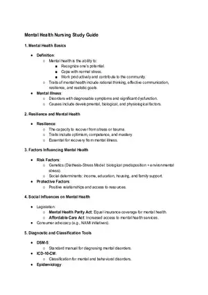 Mental Health Nursing Study Guide