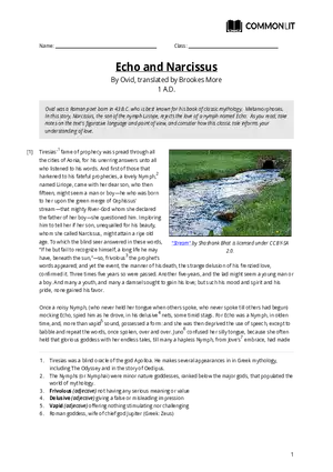 Common Lit: Echo and Narcissus