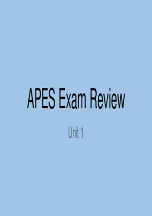 APES Exam Review Unit 1