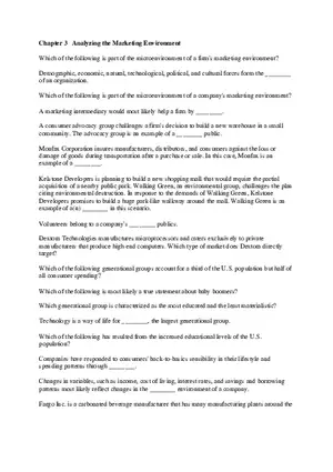 Chapter 3  Analyzing the Marketing Environment