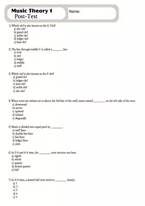 Music Theory 1 Post-Test