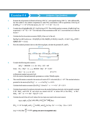 Electrochemistry Exercise # 4