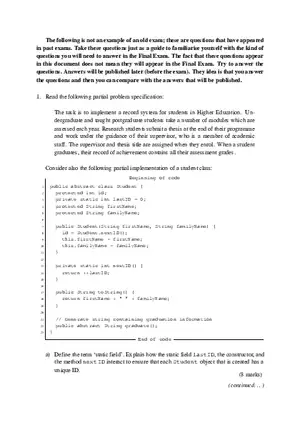 Java Programming Development Exam Questions