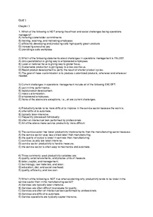 Operations Management Quiz 1Chapter 1