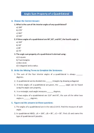 Angle Sum Property of a Quadrilateral