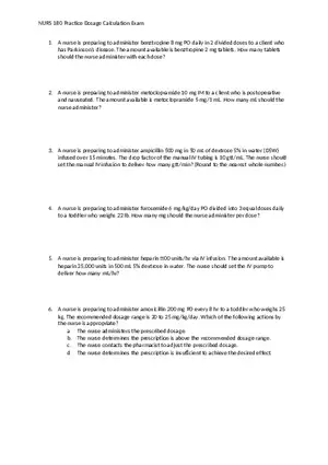 Practice Dosage Calculation Exam