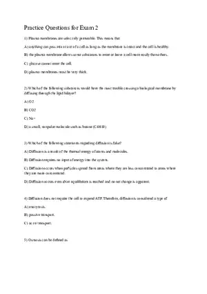 Practice Questions for Exam 2