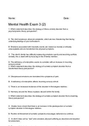Mental Health Exam 3