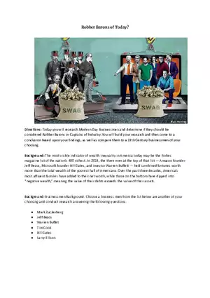 Present Day Robber Barons or Captains of Industry