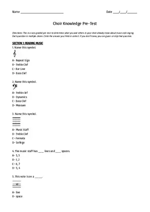 Choir Knowledge Pre-Test