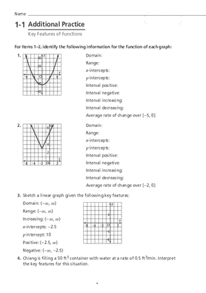 Algebra 1-1 Additional Practice