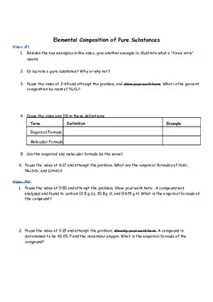 Elemental Composition of Pure Substances