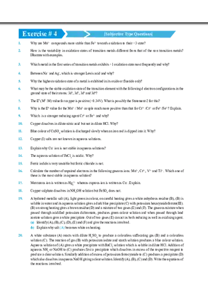 Transition Elements Exercise # 4