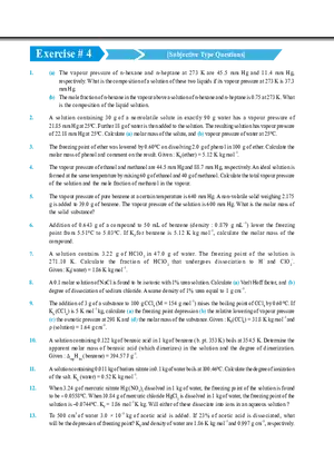 Solution and Colligative Properties Exercise # 4
