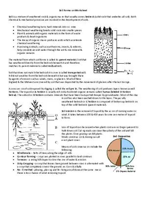 Soil Formation Worksheet