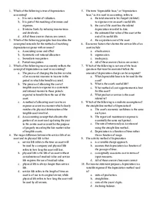 Intermediate Accounting Test Bank Depreciation