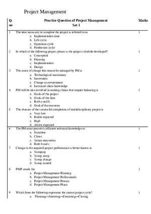 Practice Question of Project Management Set 1