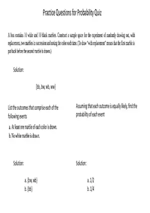 Practice Questions for Probability Quiz