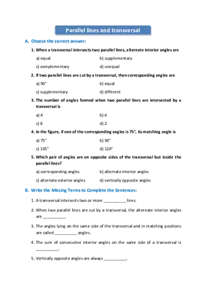 Parallel Lines and Transversal