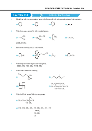 Nomenclature of Organic Compound Exercise # 4