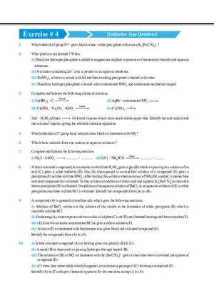 Salt Analysis and Qualitative Analysis  Exercise # 4