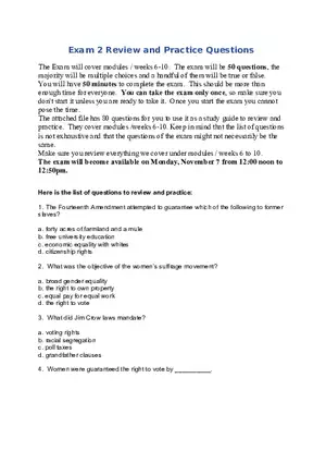 Exam 2 Review and Practice Questions