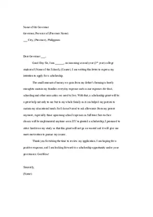 Example of Application Letter Addressed to Governor