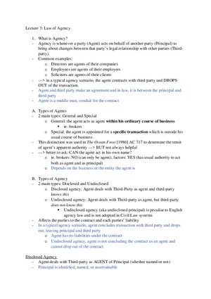 Lecture 3 Law of Agency
