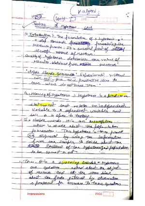 Hypothesis Testing Concepts and Theory Notes