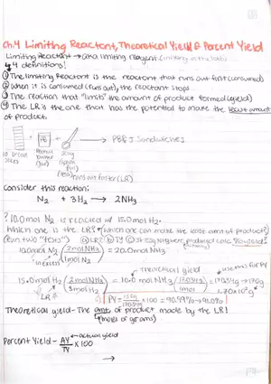 Limiting Reactant, Theoretical Yield, and Percent Yield