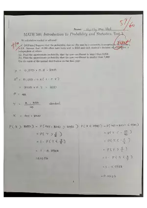 Introduction to Probability and Statistics. Test 3