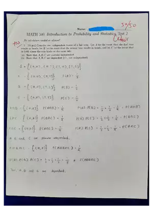 Introduction to Probability and Statistics. Test 2