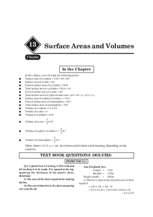 Surface Areas and Volumes