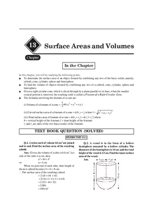 Chapter 13 Surface Areas and Volumes Exercises