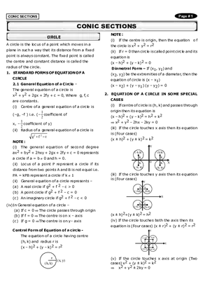 Conic Sections Answers