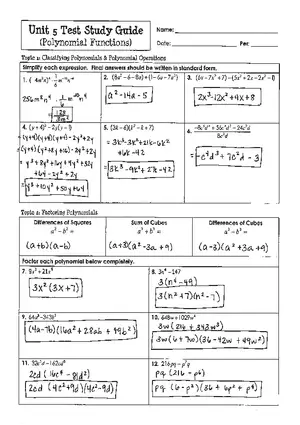 Unit 5 Test Polynomial Functions