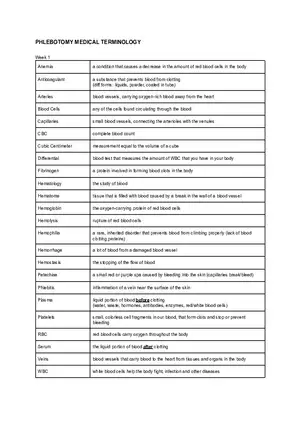 Phlebotomy Medical Terminology