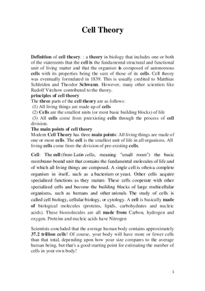 Cell Theory Questions