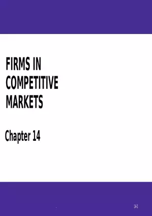 Chapter 14 Firms in Competitive Markets