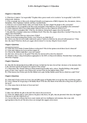 To Kill a Mockingbird Chapters 1-31 Questions