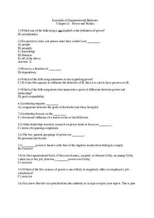 Test Bank for Essentials of Organizational Behavior, Global Edition