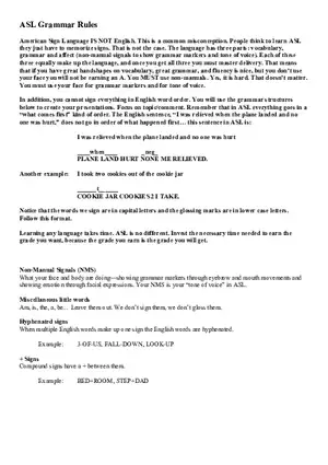 Grammar Rules - Information About ASL