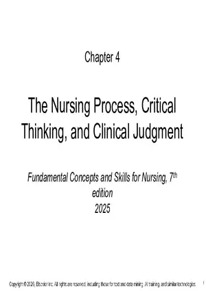 Chapter 4: The Nursing Process, Critical Thinking, and Clinical Judgment