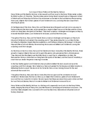 Summary of Harry Potter and the Deathly Hallows