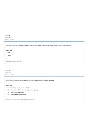 Comparative Programming Languages Review Quiz Attempt Review