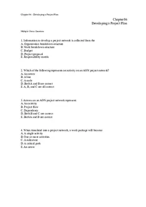 Chapter 06 - Developing a Project Plan Assignment