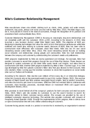 Nike’s Customer Relationship Management