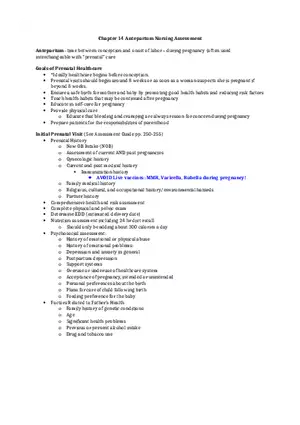 Antepartum Nursing Assessment Notes